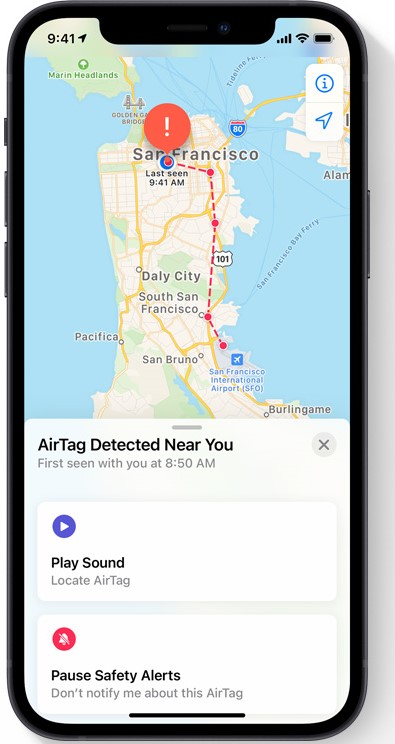 Locate Apple airtag on MAP